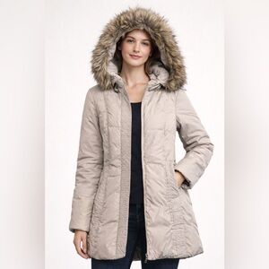 Le Château Down Puffer Coat Faux Fur Hooded Winter Jacket XXS NWOT